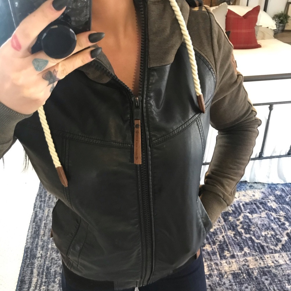 NWOT NAKETANO Faux Leather Zip Jacket